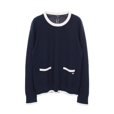 シャネル CHANEL ココマークボタン ニット 衣料品 トップス カシミヤ レディース ネイビー系 / ホワイト系 【中古】