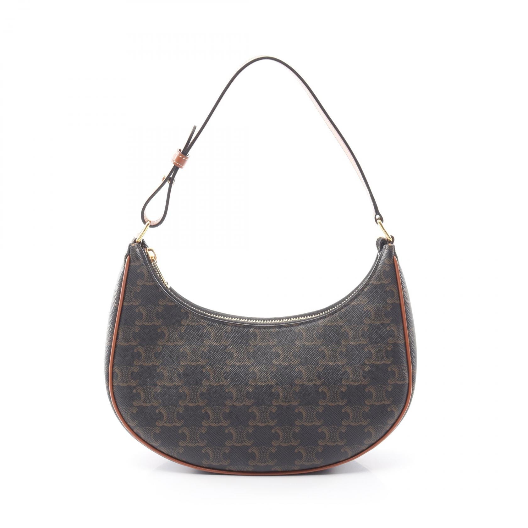 セリーヌ CELINE AVA アヴァ トリオンフ ショルダーバッグ バッグ PVCコーティングキャンバス レザー レディース ブラック系 / ブラウン系 193952BZJ.04LU 【中古】