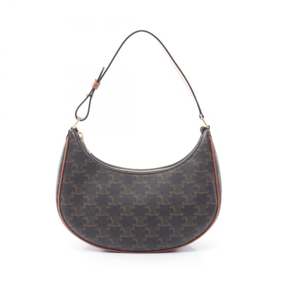 セリーヌ CELINE AVA アヴァ トリオンフ ショルダーバッグ バッグ PVCコーティングキャンバス レザー レディース ブラック系 / ブラウン系 193952BZJ.04LU 【中古】