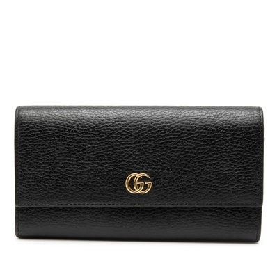 グッチ GGマーモント 長財布 456116 ブラック レザー レディース GUCCI 【中古】