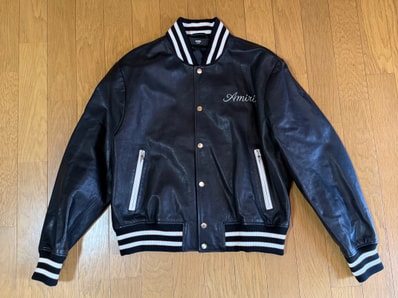 AMIRI レザースタジアムジャンパー ブラック L