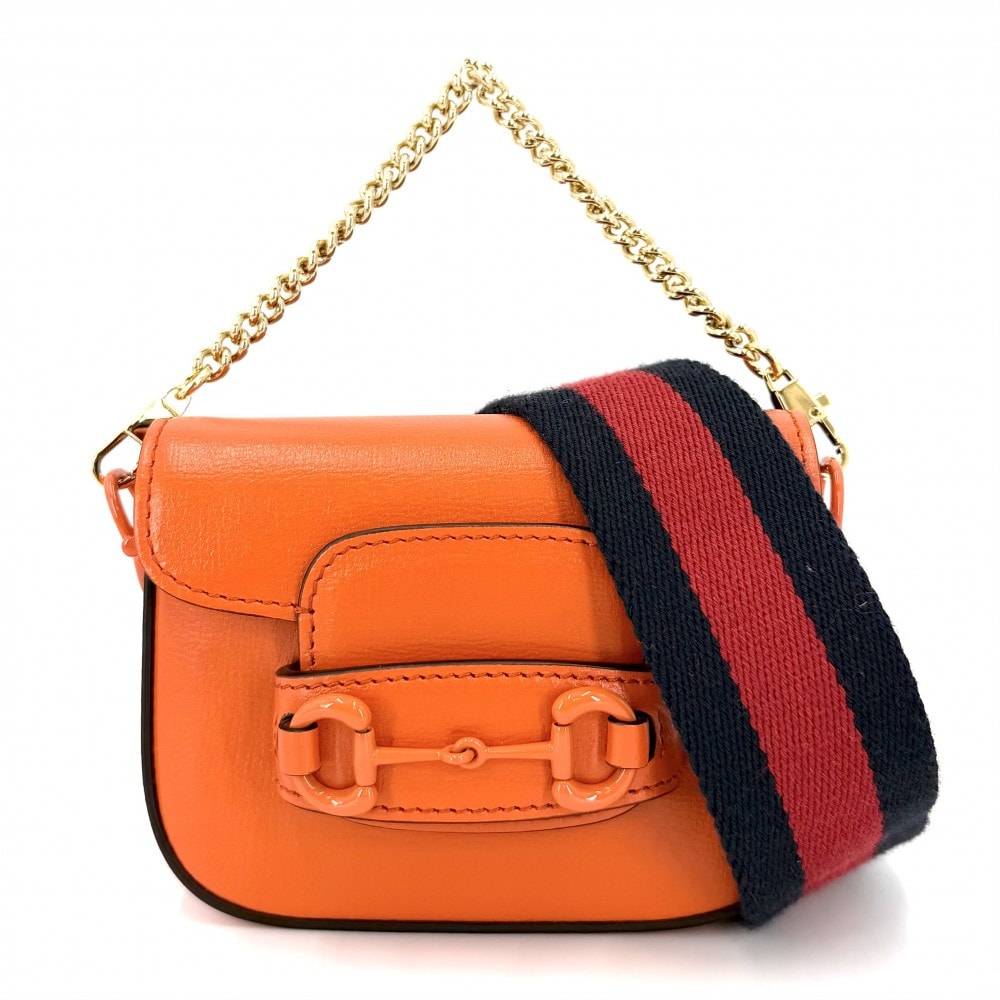 GUCCI グッチ 2WAY ミニホースビット1955 ミニハンドバッグ ショルダーバッグ 肩掛け 斜め掛け 726863 レザー    オレンジ ゴールド金具 レディース 美品【中古品】