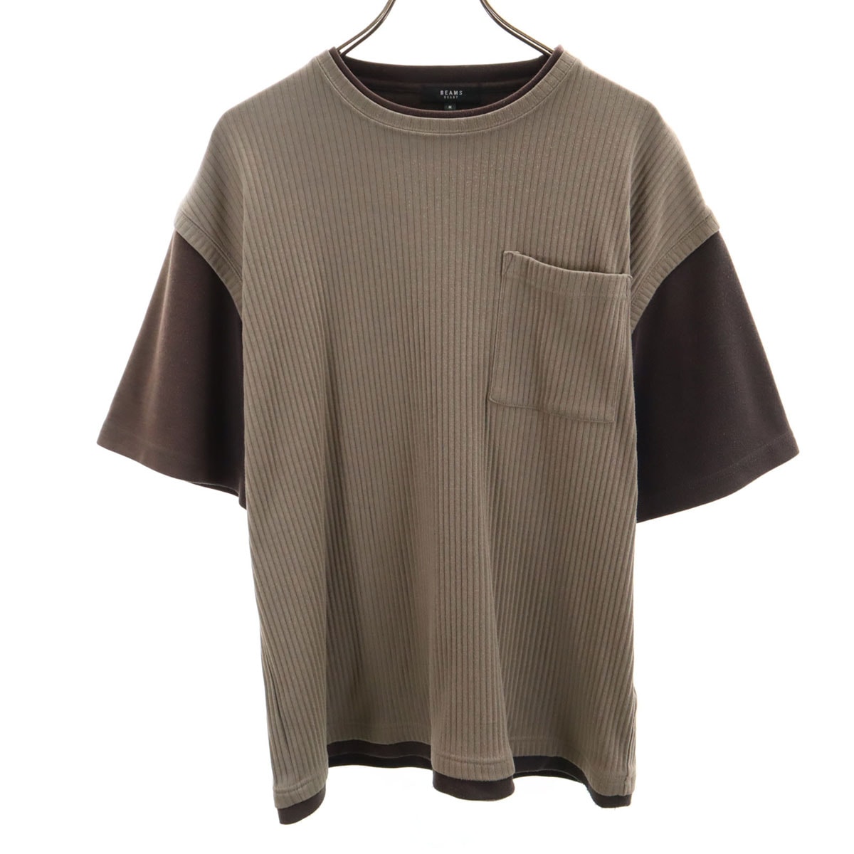 BEAMS HEART ビームスハート 半袖 フェイクレイヤー ベスト Tシャツ M ブラウン系