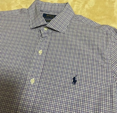 POLO RALPH LAUREN 長袖シャツ Mサイズ パープル系 チェック ポロラルフローレン ポニー刺繍 ボタンダウンシャツ