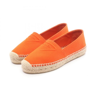 プラダ PRADA エンボスロゴ スリッポン 靴 キャンバス レディース オレンジ系 【中古】
