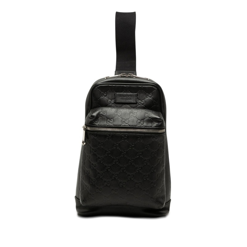 グッチ グッチシマ ボディバッグ ショルダーバッグ 523234 ブラック レザー レディース GUCCI 【中古】