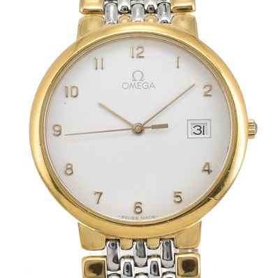 値下 オメガ OMEGA 3961012 デビル デイト GP/SS クォーツ メンズ 良品 O#143524