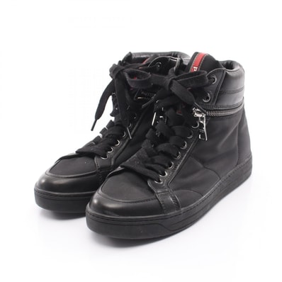 プラダ PRADA スニーカー 靴 ナイロン レザー レディース ブラック系 【中古】