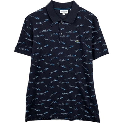 古着 ラコステ LACOSTE SLIM FIT 総柄 半袖 ポロシャツ メンズL相当/eaa623027