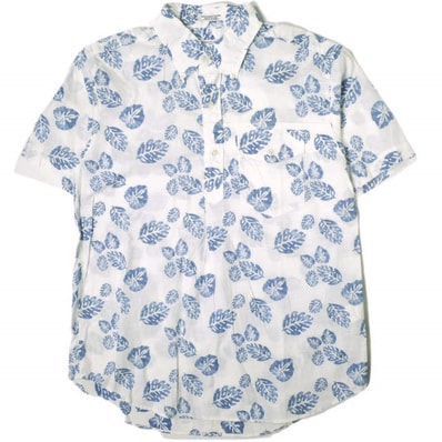 Engineered Garments エンジニアードガーメンツ アメリカ製 Popover BD Shirt - Lt. Weight Big Leaf ポップオーバーボタンダウンシャツ ライトウェイトビッグリーフ S White 半袖 プルオーバー