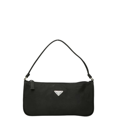 プラダ 三角ロゴプレート ハンドバッグ ワンショルダーバッグ ブラック ナイロン レディース PRADA 【中古】