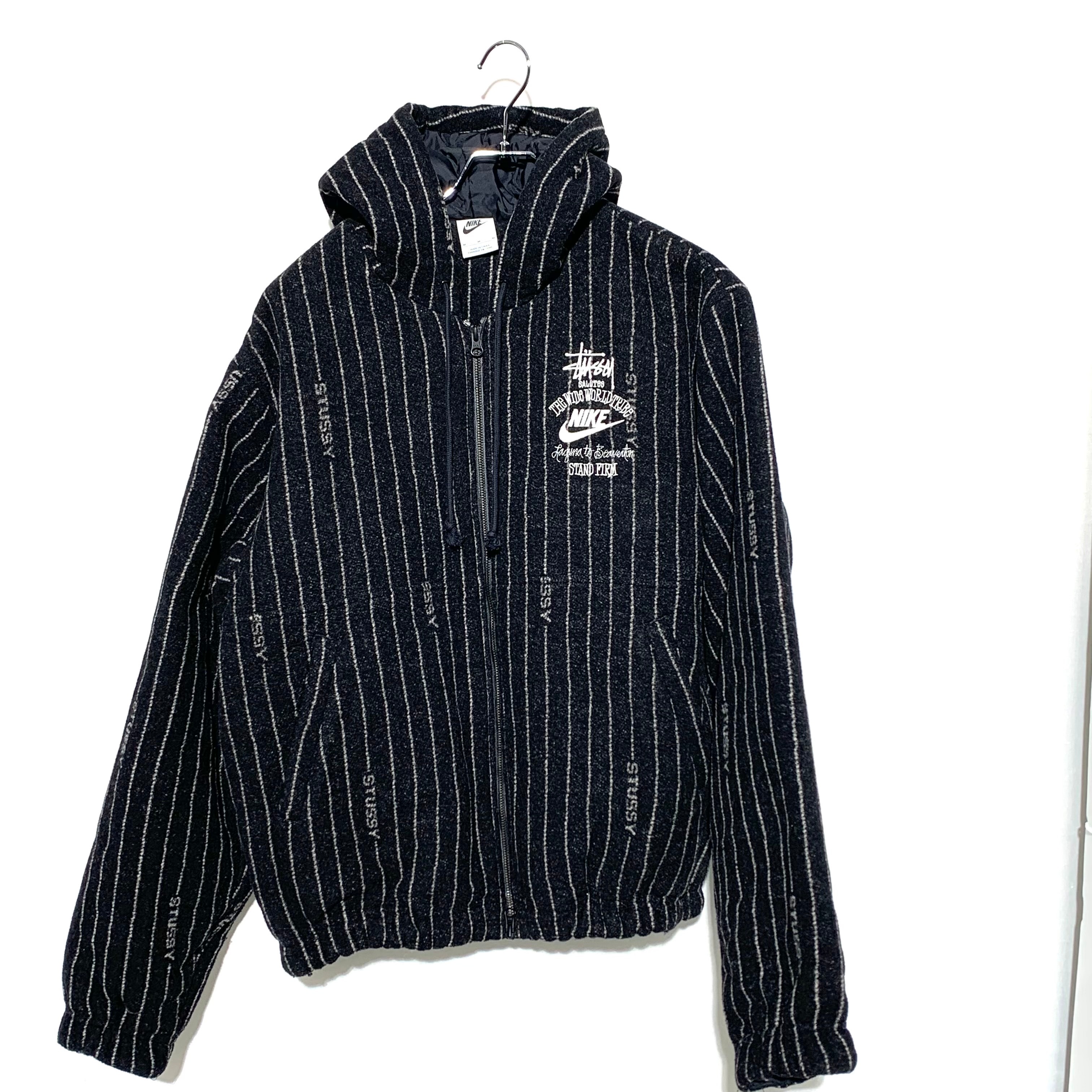 Stussy x Nike Striped Wool Jacket "Black"