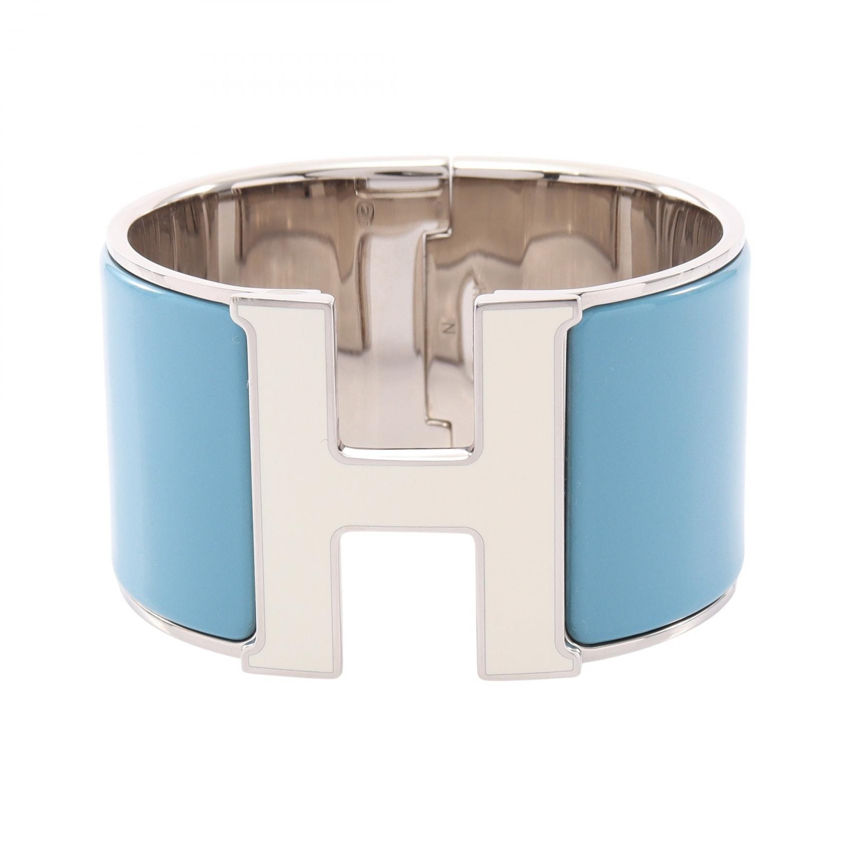 エルメス HERMES クリッククラックTGM バングル アクセサリー メタル / エナメル レディース ブルー系 / ホワイト系 / シルバー系 【中古】