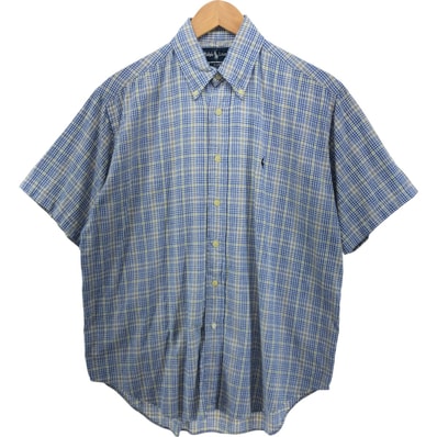古着 90年代 ラルフローレン Ralph Lauren CHAPS チャップス 半袖 ボタンダウン チェックシャツ メンズM相当 ヴィンテージ/eaa550513