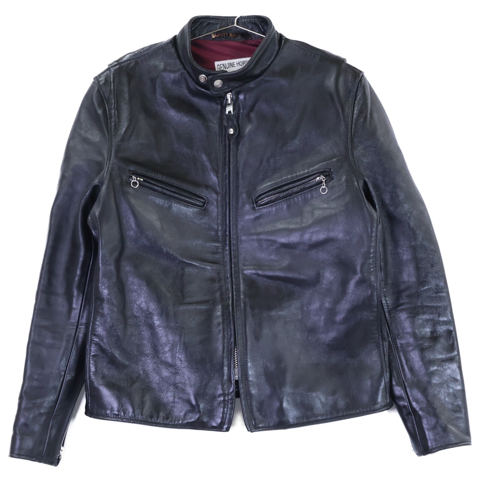 ショット 【美品/国内正規】7823950088 641XXH ホースハイド シングルライダースジャケット 38