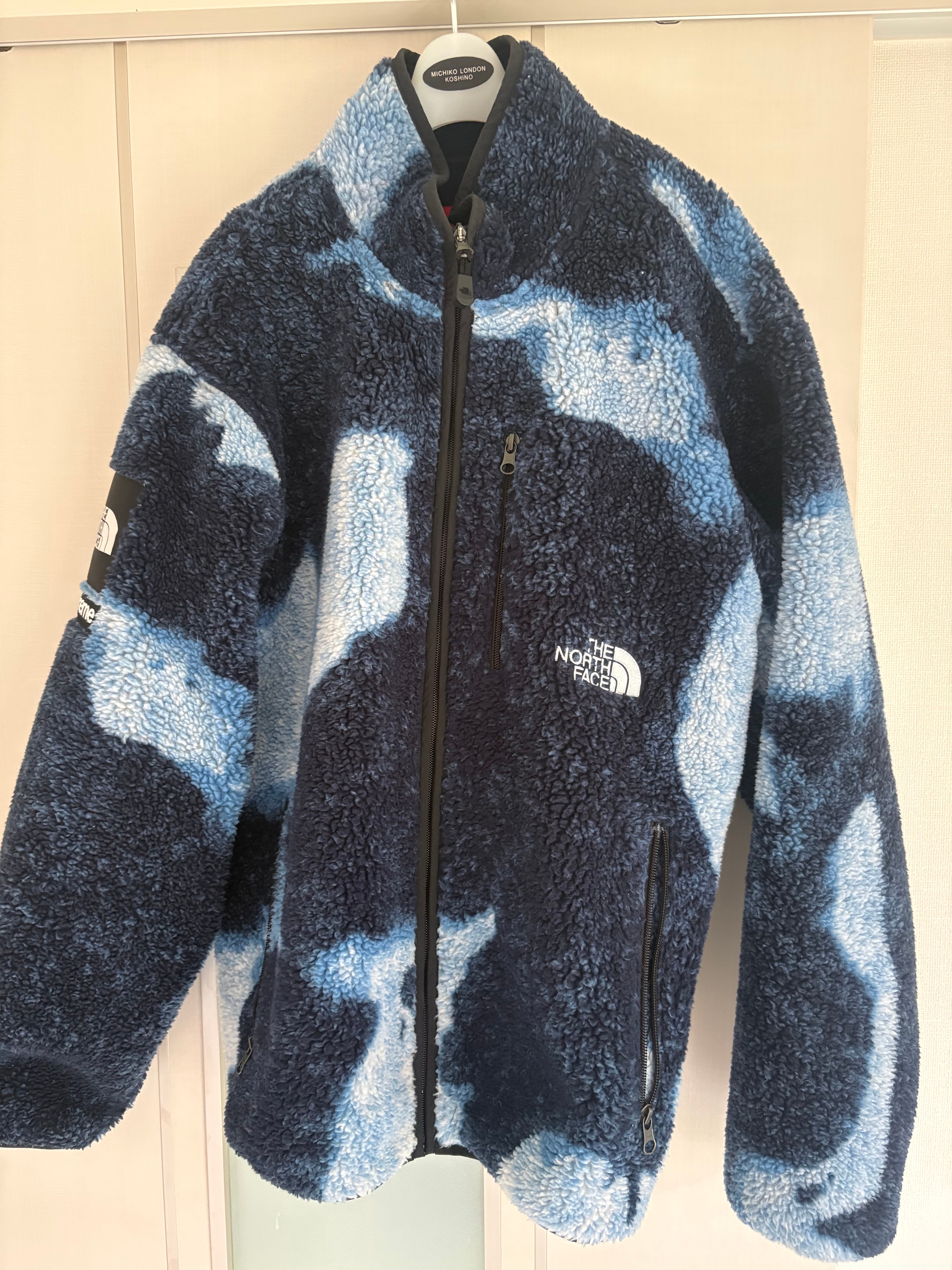 Supreme x The North Face Bleached Denim Print Fleece Jacket "Indigo"