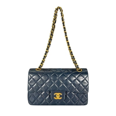 CHANEL シャネル ショルダーバッグ マトラッセ23 ダブルフラップ チェーンショルダー 1番台 ココマーク ラムスキン ネイビー 紺 ゴールド金具 レディース 美品【中古品】