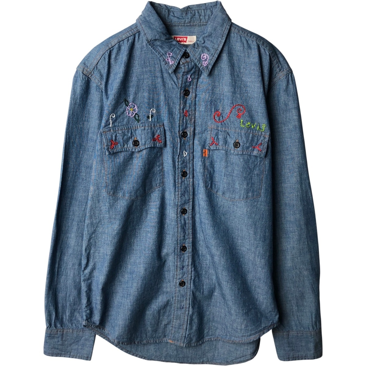 古着 70年代 リーバイス Levi's リメイク オレンジタブ 長袖 デニムウエスタンシャツ レディースS相当 ヴィンテージ/eaa637814