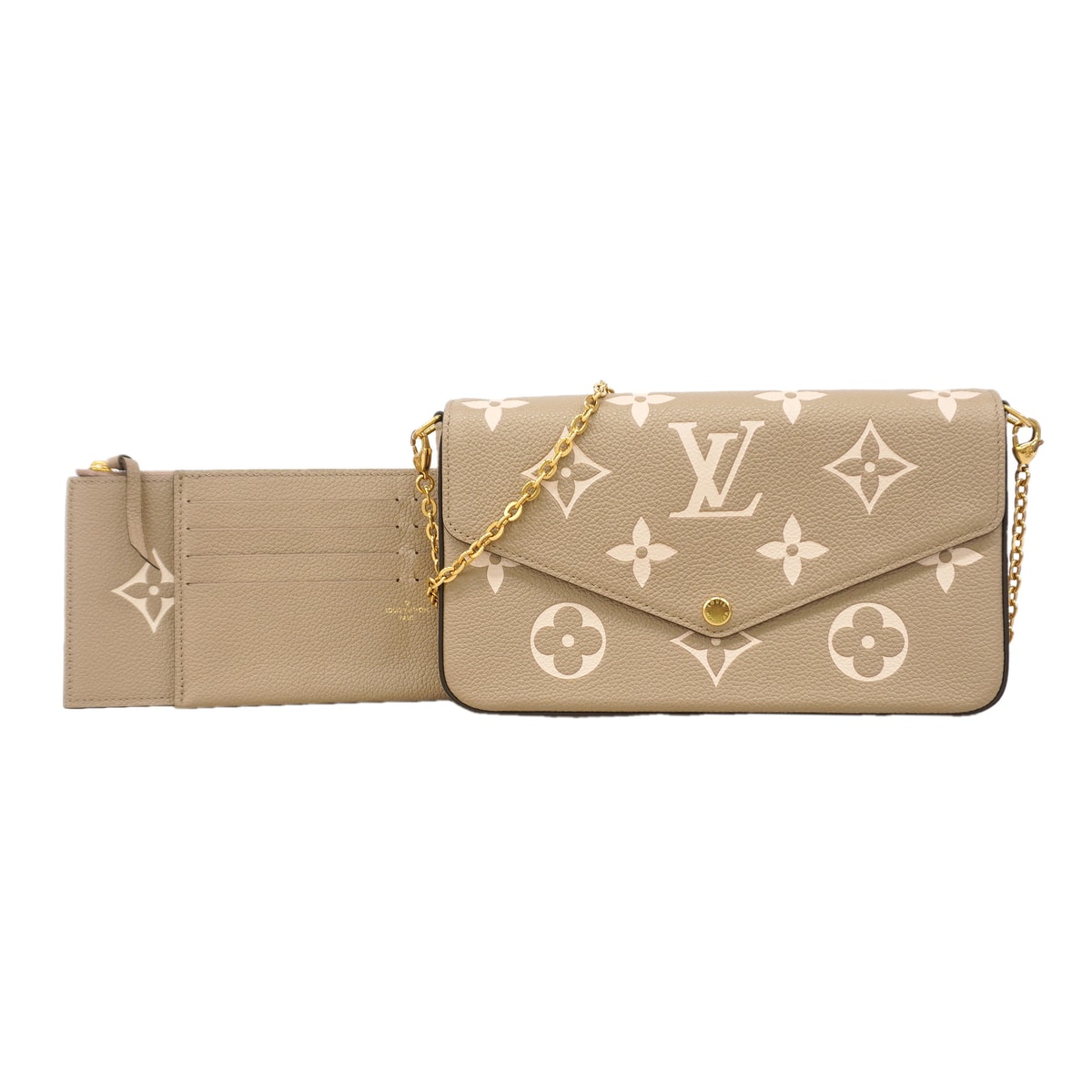 Louis Vuitton Bicolor Monogram Empreinte Leather Pochette Felicie "Turtledove/Cream"