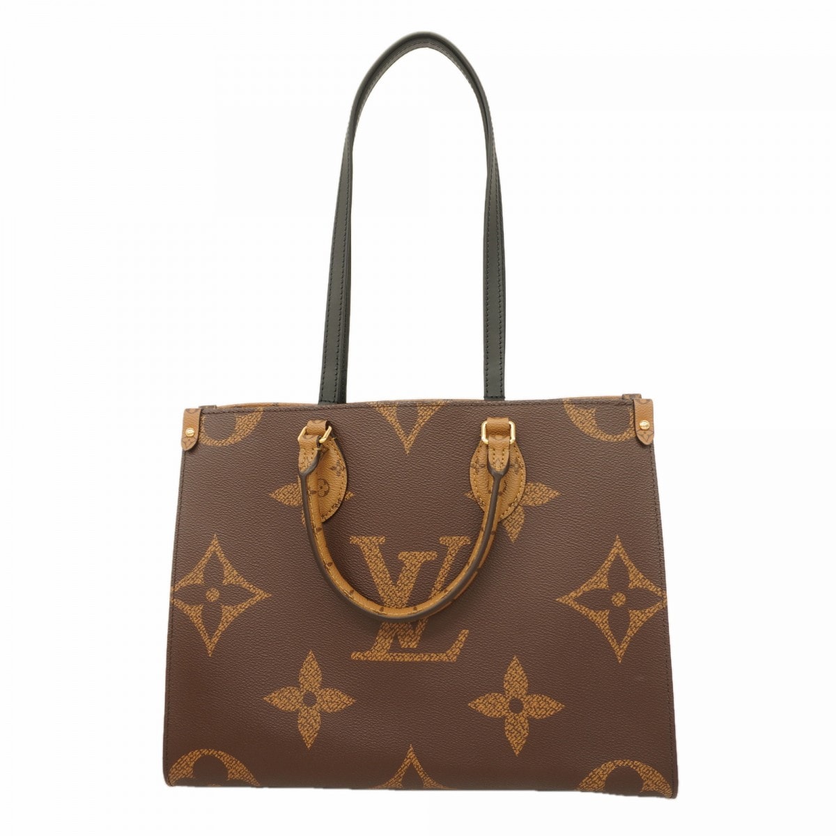 【6dc2683】ルイヴィトン トートバッグ モノグラム・ジャイアントリバース オンザゴ―MM M45321 ブラウン 2wayバッグ【中古】レディース
