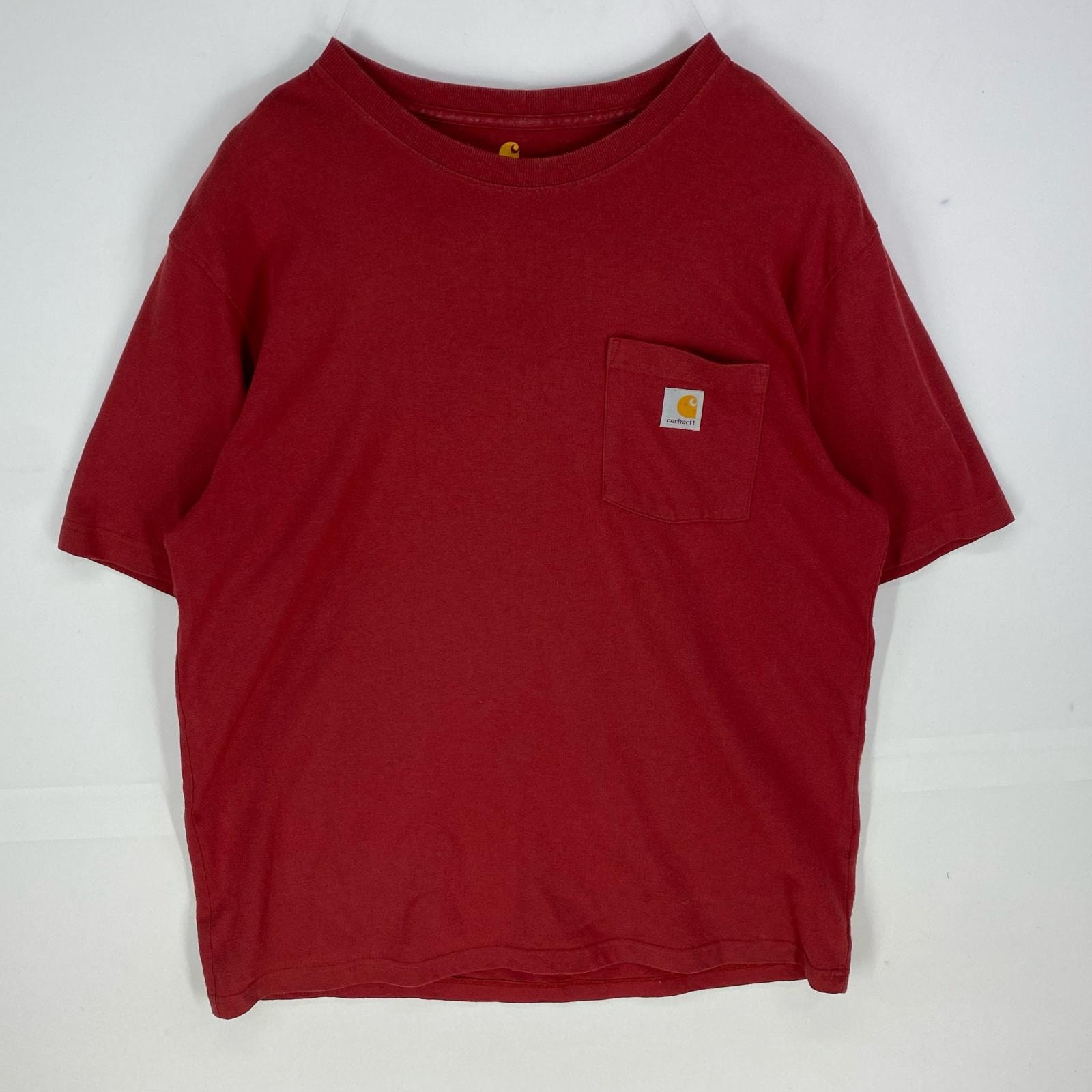 古着 カーハート Carhartt 半袖Tシャツ ワンポイント ロゴ クルーネック ショートスリーブ L レッド系 メンズ