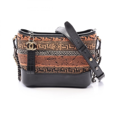 シャネル CHANEL ガブリエル ドゥ シャネル スモール ホーボー コンビ金具 ショルダーバッグ バッグ レザー ニット レディース オレンジ系 / ブラック系 / マルチカラー A91810 【中古】