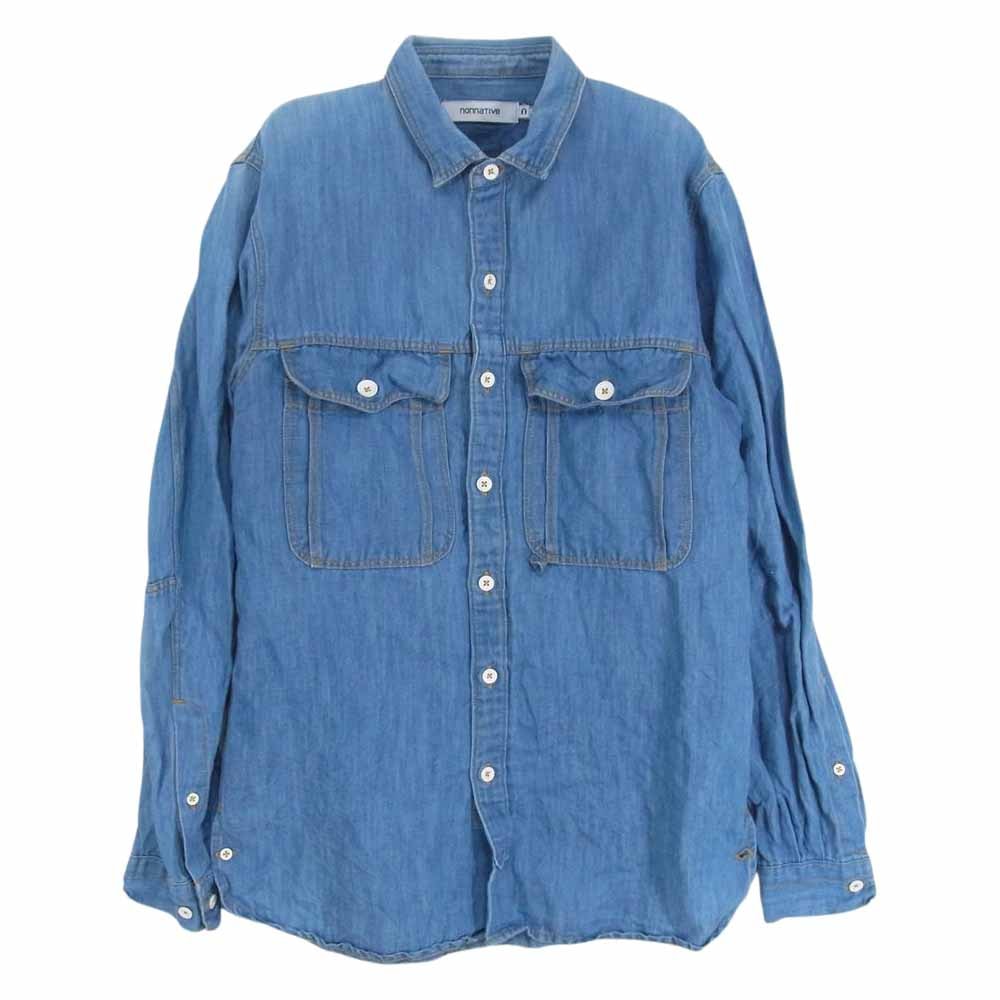 nonnative ノンネイティブ 長袖シャツ NN-S2308 WORKER SHIRT C/L 7oz DENIM コットン リネン 長袖 ワーク デニム シャツ インディゴブルー系 O【中古】