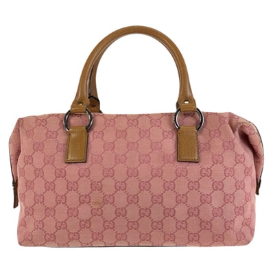 GUCCI グッチ ピンク ブラウン シルバー金具 GGキャンバス レザー/ ハンドバッグ 603785 【中古】