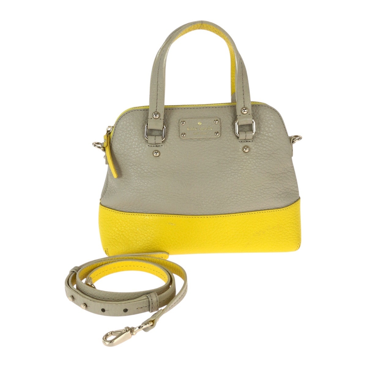 Kate Spade ケイトスペード イエロー ベージュ レザー ハンドバッグ ショルダーバッグ 2way 601038 【中古】