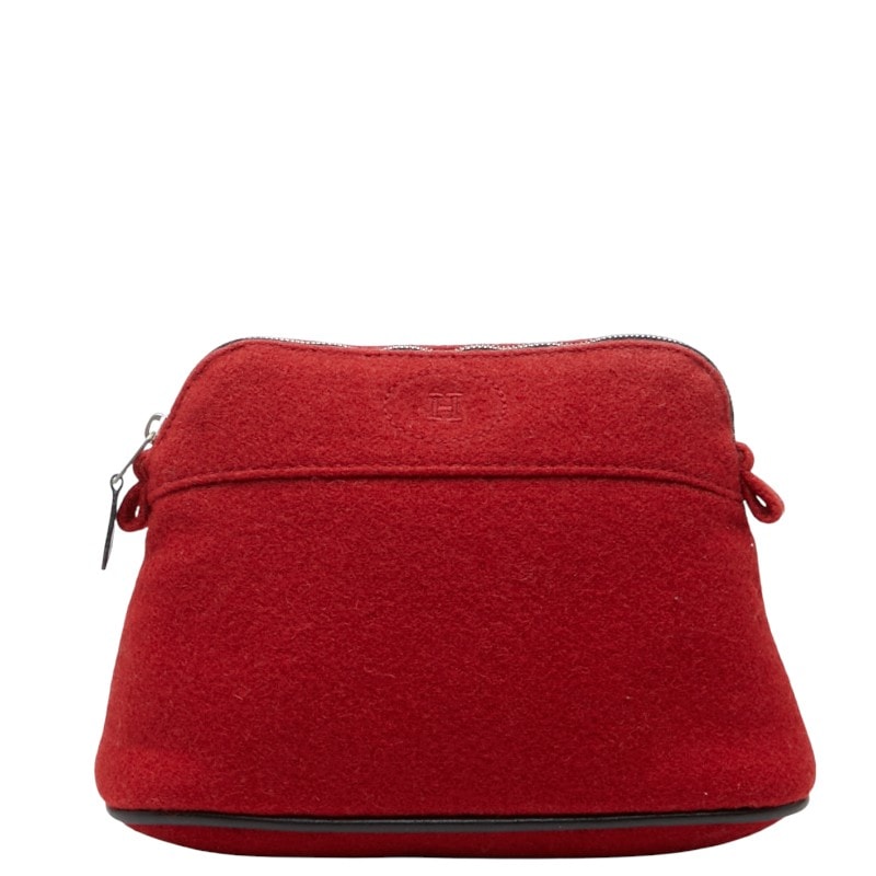 エルメス ボリードポーチ20 ポーチ レッド ウール レディース HERMES 【中古】