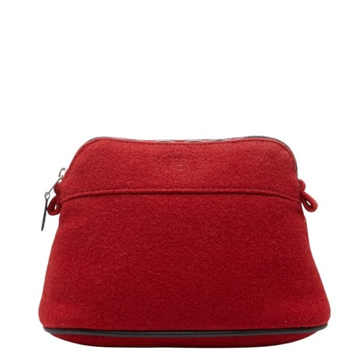 エルメス ボリードポーチ20 ポーチ レッド ウール レディース HERMES 【中古】