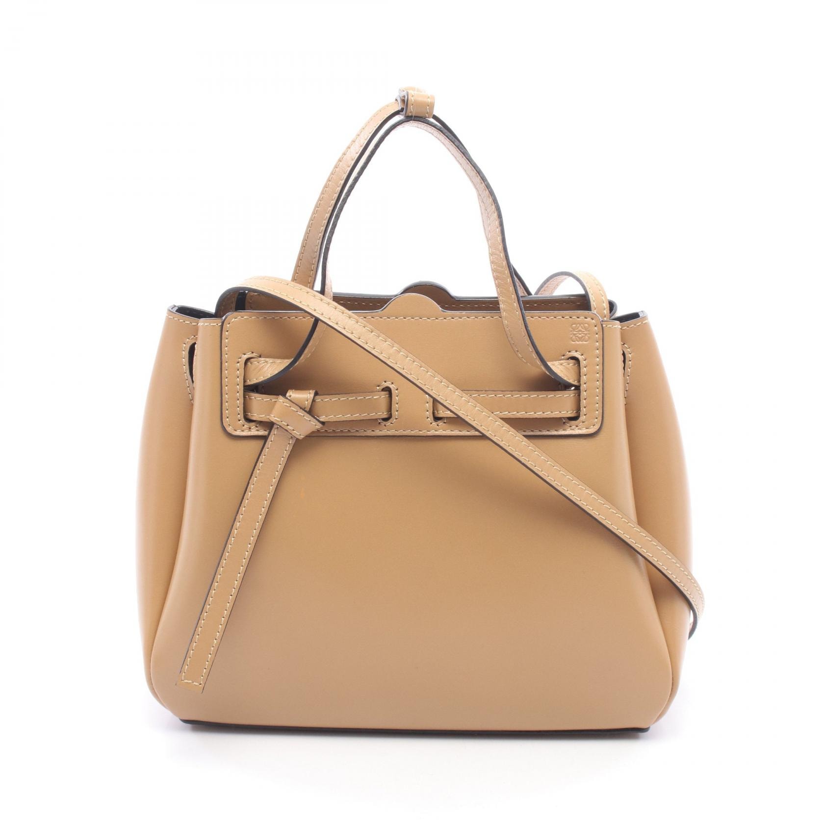 ロエベ LOEWE LAZO MINI BAG ラゾ ミニ ハンドバッグ バッグ レザー レディース ベージュ系 【中古】