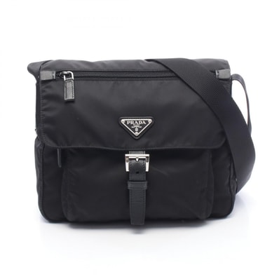 プラダ PRADA VELA ショルダーバッグ バッグ ナイロン レザー レディース ブラック系 1BD994 【中古】