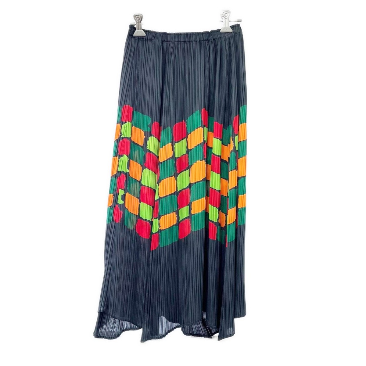 ISSEY MIYAKE イッセイミヤケ プリーツスカート サイズ3 レディース PP23-JG763 グリーン×グレー