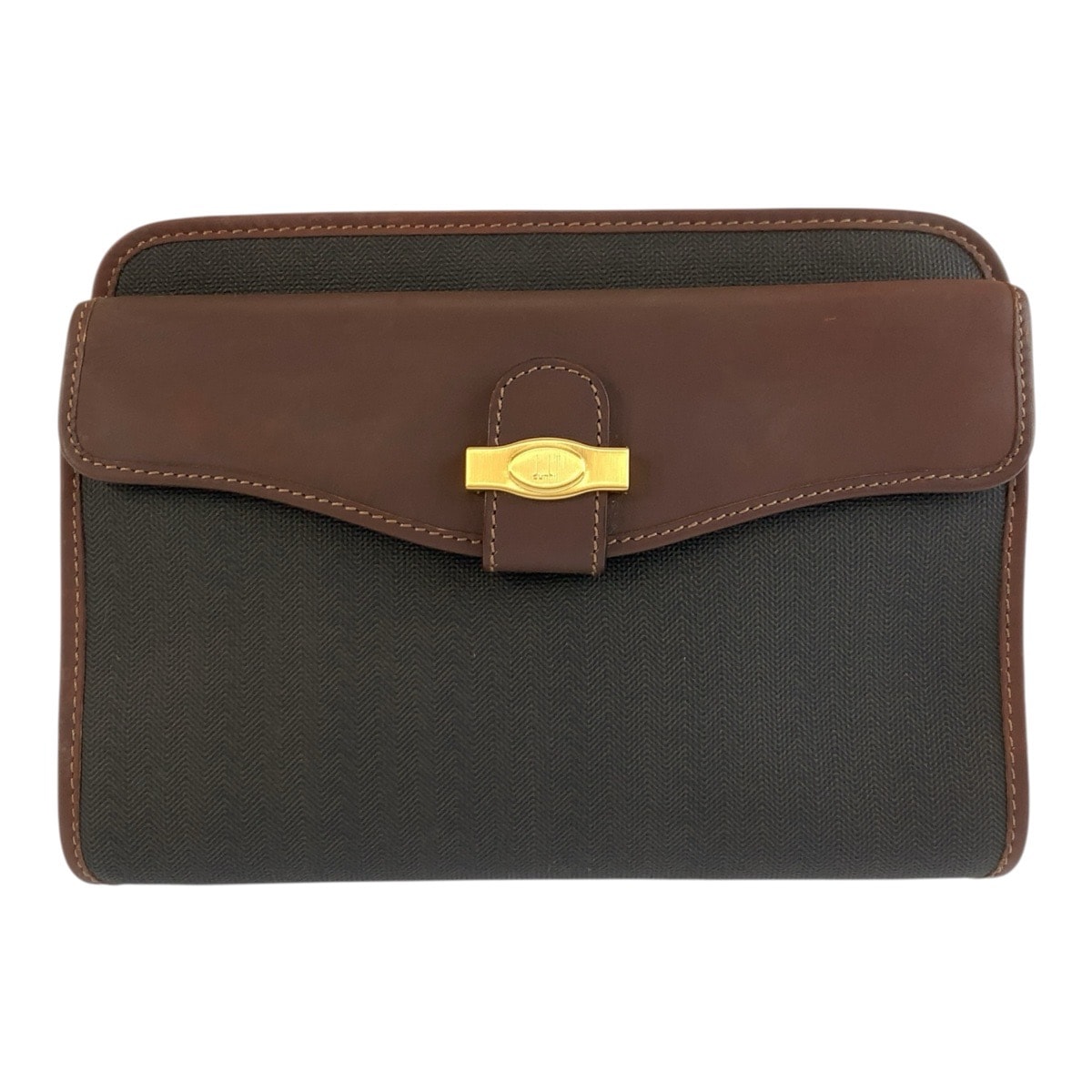 美品 Dunhill ダンヒル ブラウン ブラック ゴールド金具 PVC レザー/ クラッチバッグ セカンドバッグ 604249 【中古】