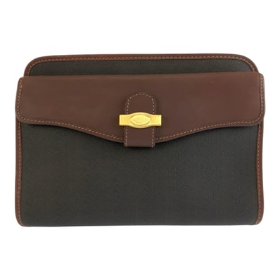 美品 Dunhill ダンヒル ブラウン ブラック ゴールド金具 PVC レザー/ クラッチバッグ セカンドバッグ 604249 【中古】