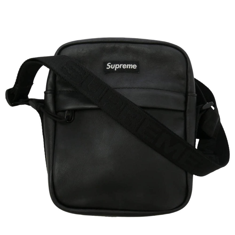 Supreme シュプリーム 24AW LEATHER SHOULDER BAG ボックスロゴ レザー ショルダー バッグ ブラック系 21×16×6.5cm【中古】