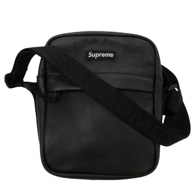 Supreme シュプリーム 24AW LEATHER SHOULDER BAG ボックスロゴ レザー ショルダー バッグ ブラック系 21×16×6.5cm【中古】