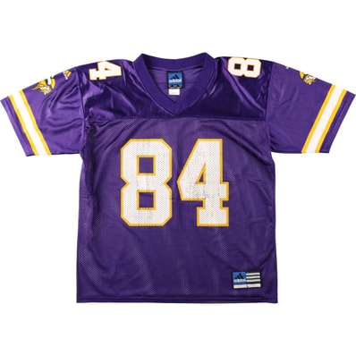 古着 90年代 アディダス adidas TEAM NFL MINNESOTA VIKINGS ミネソタバイキングス メッシュ Vネック 五分袖 ゲームシャツ フットボールシャツ カナダ製 メンズL相当/eaa662618