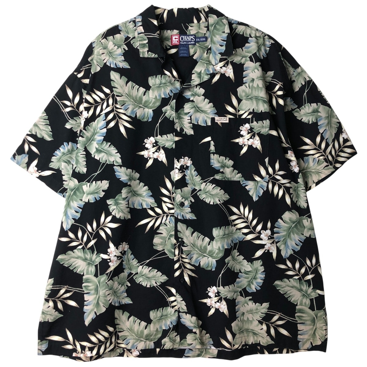 古着 ラルフローレン Ralph Lauren CHAPS チャップス ボタニカル柄 オープンカラー ハワイアンアロハシャツ ボックスシャツ メンズXXL相当/eaa581562