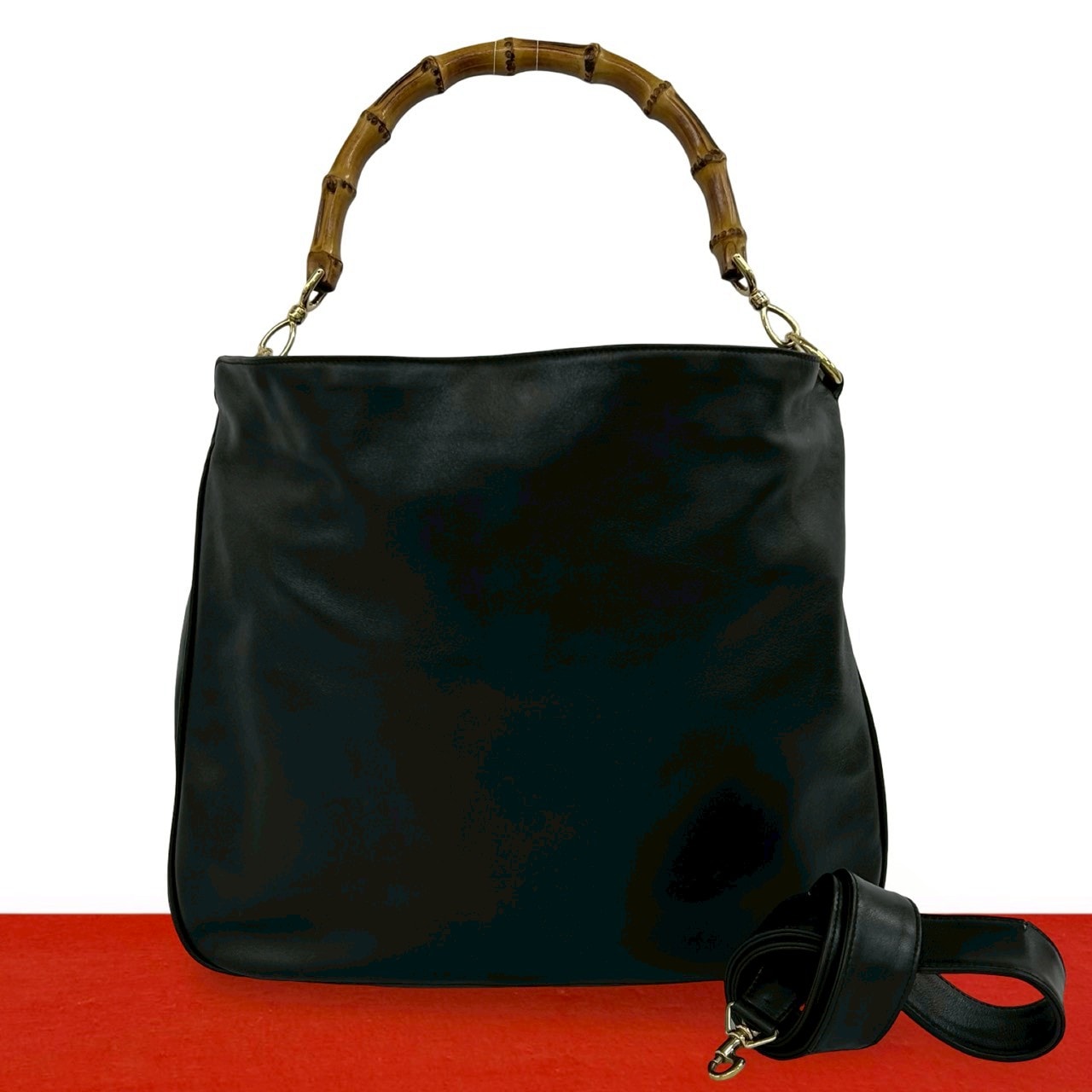 GUCCI グッチ バンブー レザー ショルダーバッグ ブラック
 62385