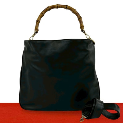 GUCCI グッチ バンブー レザー ショルダーバッグ ブラック
62385