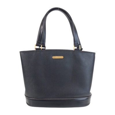 美品 BURBERRY バーバリー チェック柄 ブラック 黒 ゴールド金具 レザー トートバッグ ハンドバッグ 603726 【中古】