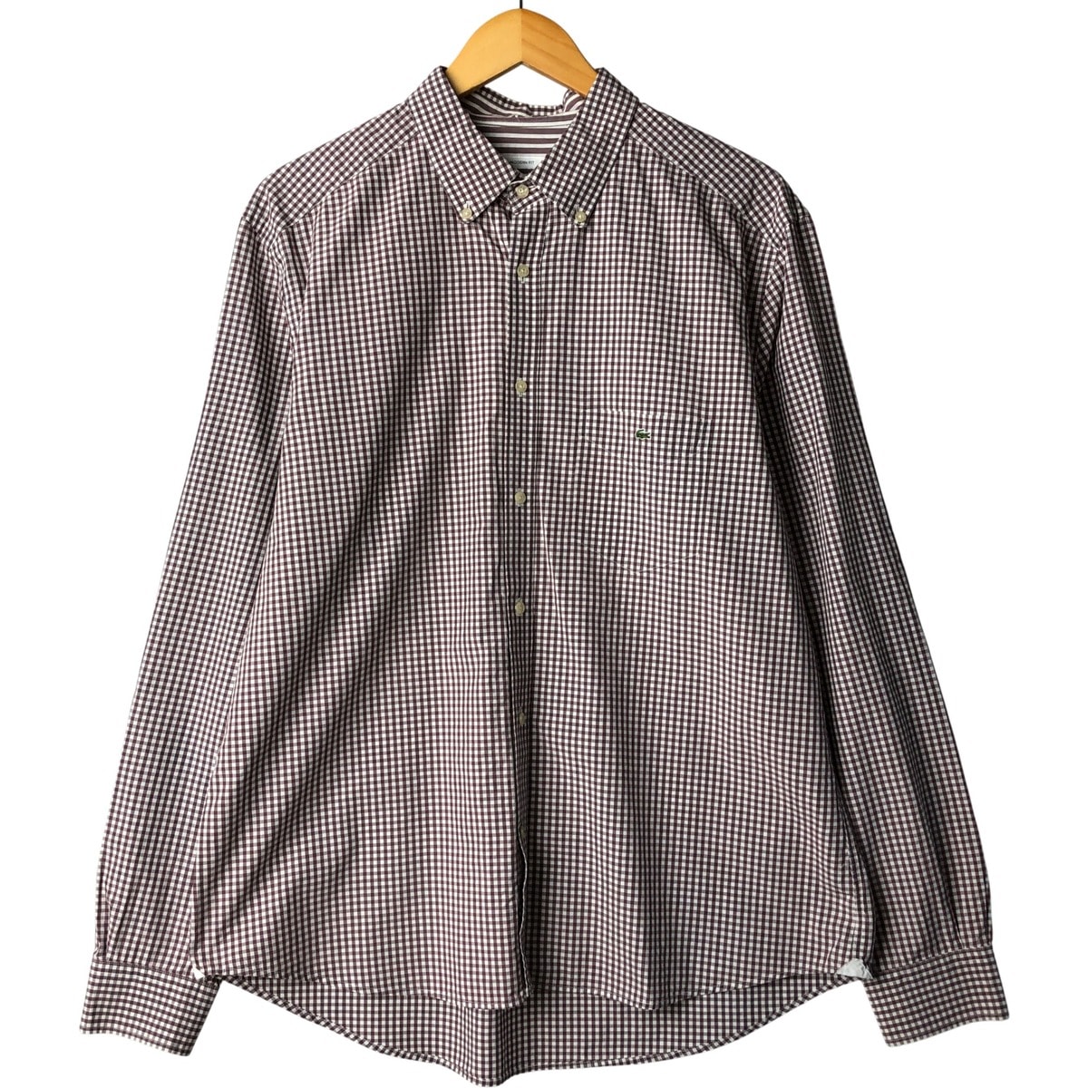 古着 ラコステ LACOSTE フランス企画 長袖 ボタンダウンチェックシャツ メンズL相当/eaa592535