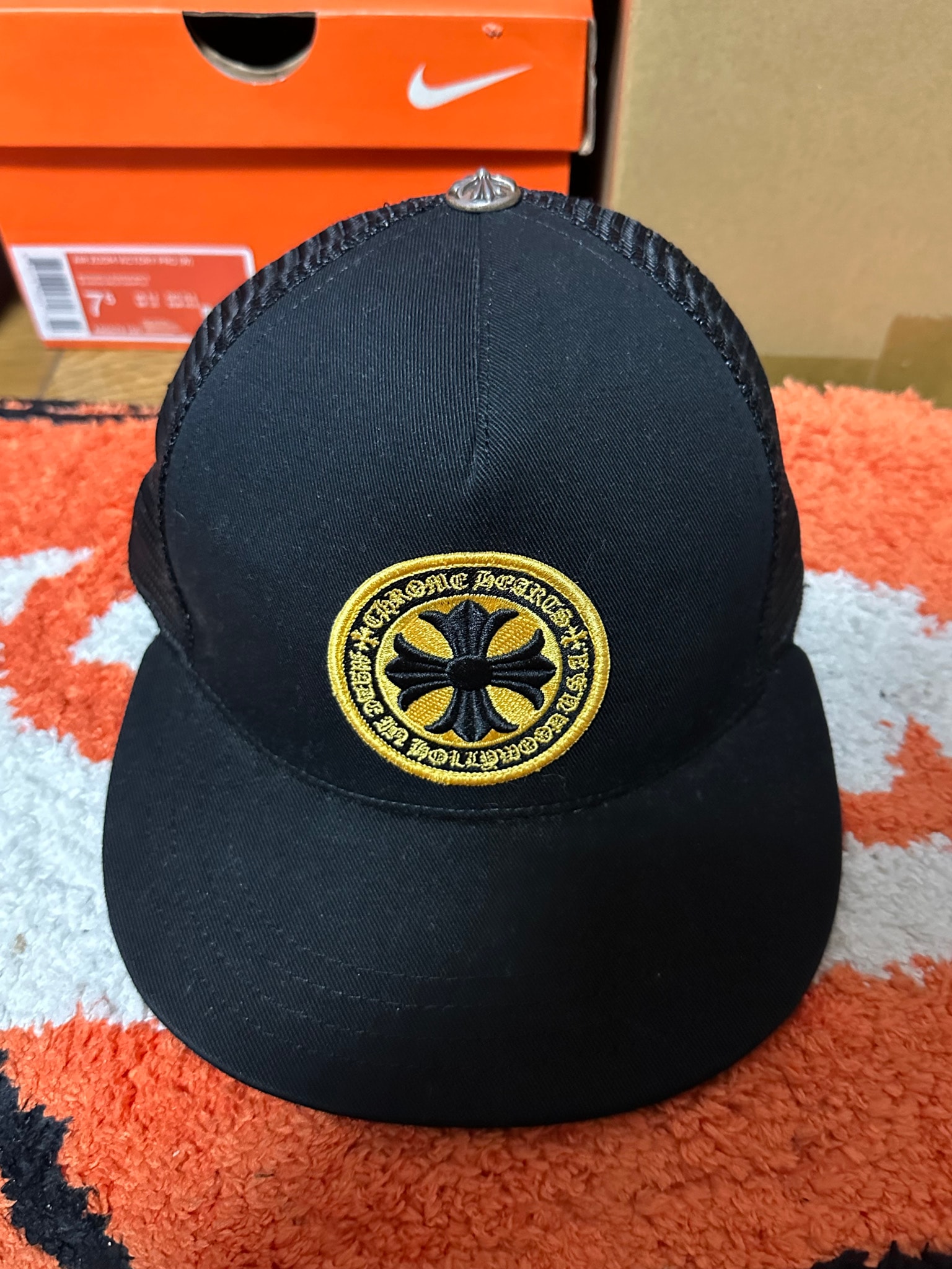 Chrome Hearts CH Plus Patch Trucker Cap "Black/Yellow"
