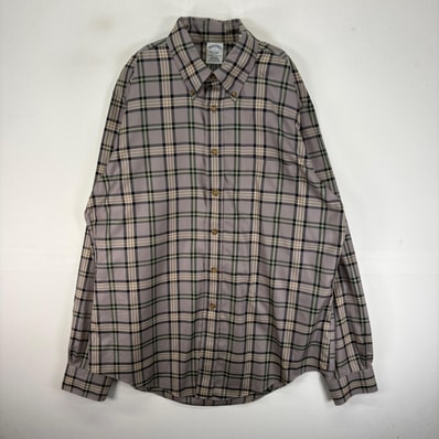 古着 ブルックスブラザーズ Brooks Brothers 長袖シャツ ボタンダウン 胸ポケット L グレー系 チェック メンズ