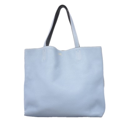 【6kd3866】エルメス トートバッグ ドゥブルセンス トリヨンクレマンス ブルーラン/ブルーインディゴ □P刻印【中古】レディース