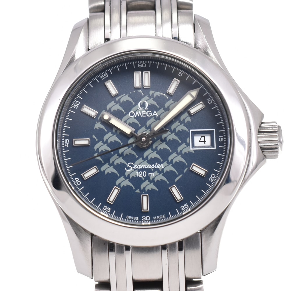オメガ OMEGA 2588.80 シーマスター 120M ジャックマイヨール ネイビー クォーツ レディース 美品 腕時計 G#147419