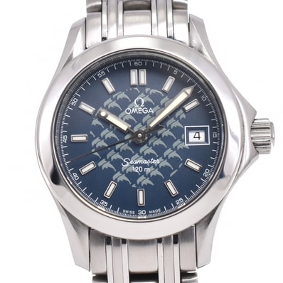 オメガ OMEGA 2588.80 シーマスター 120M ジャックマイヨール ネイビー クォーツ レディース 美品 腕時計 G#147419