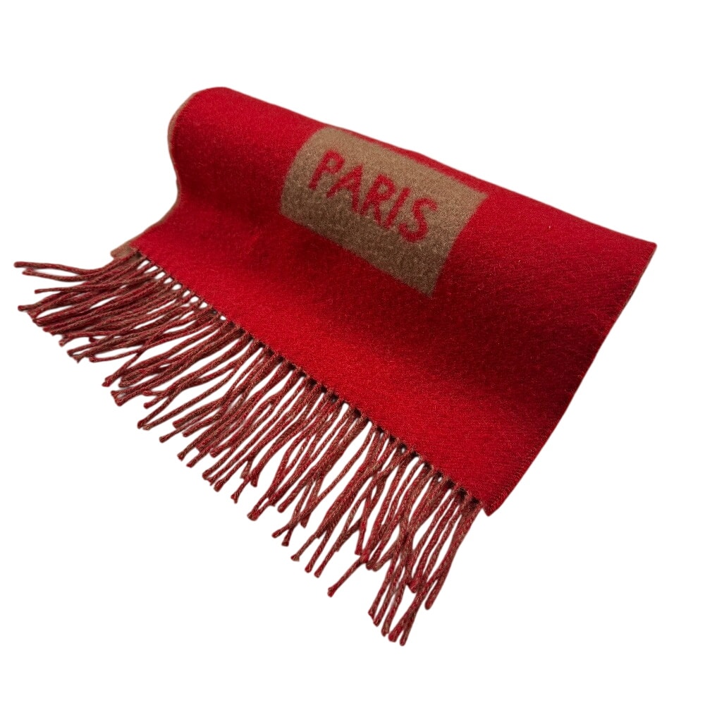 ルイヴィトン LOUIS VUITTON マフラー モノグラムパターン エシャルプ・バローダ LVのロゴ M71295 レッド